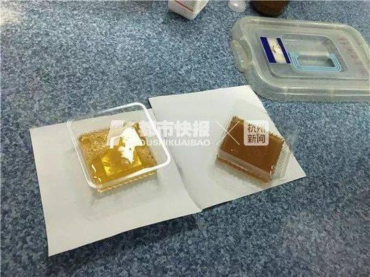 （淺色的是程師傅的尿樣，加了試劑后變成了深色）