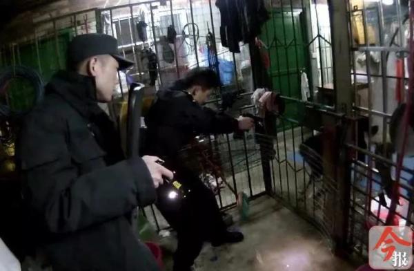 特警將手槍對準狂躁的藏獒，開槍將它擊斃。 視頻截圖