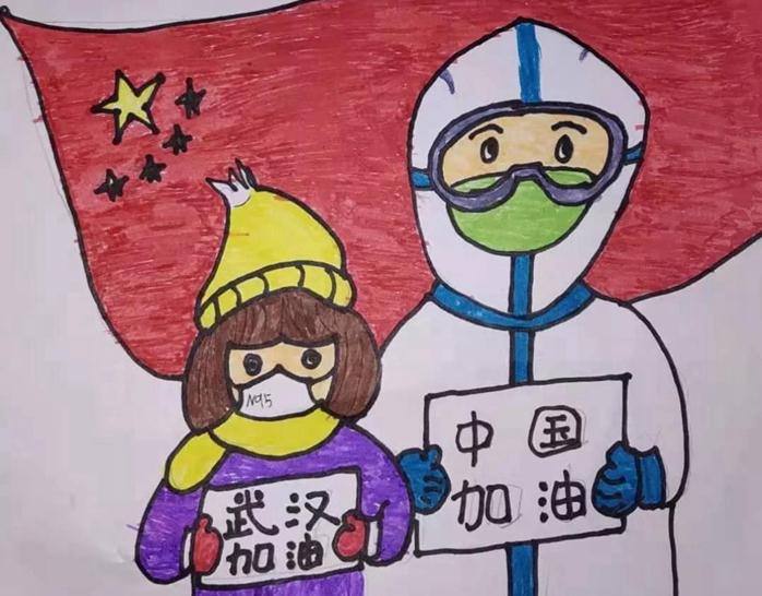 寧化：小學生創作防疫繪畫作品為武漢加油