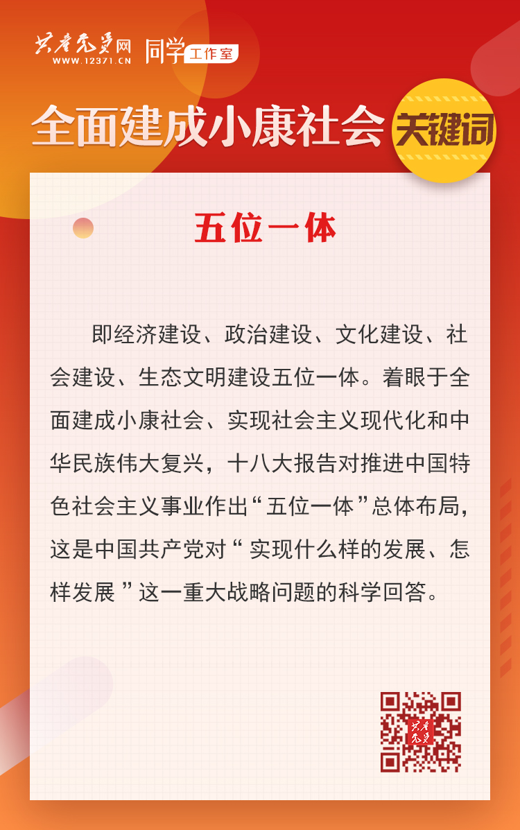 全面建成小康社會(huì)關(guān)鍵詞 | 8.五位一體
